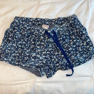 Floral Orint - Drawstring Jean Shorts